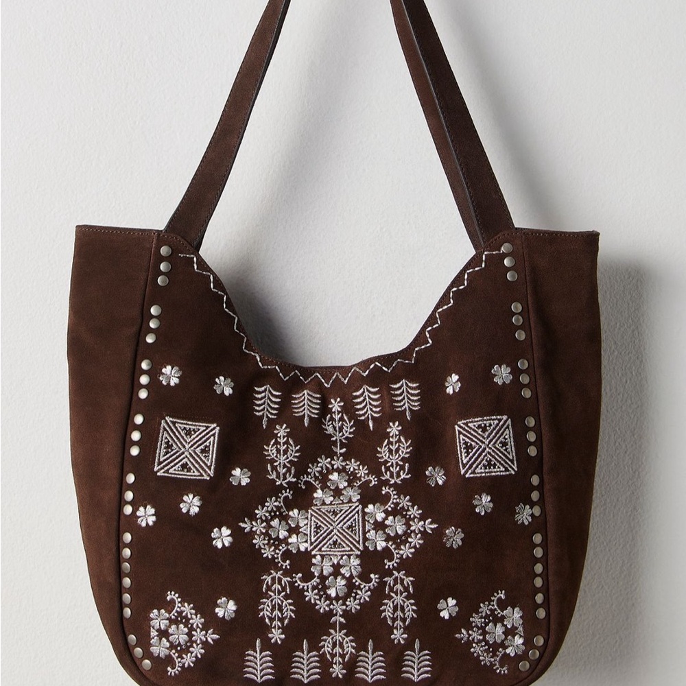 Free people Eden embroidered tote Lace boho western design NWT